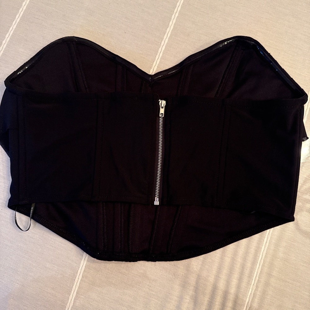 Forever 21 Black Strapless Corset Bustier Top Sweetheart Neckline Size XL